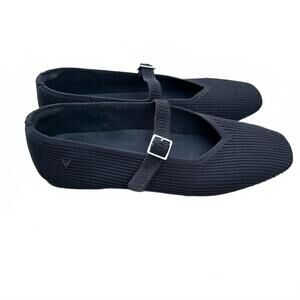 VIVAIA Margot Mary-Jane Square-Toe Black Ballet Flats | Size EU 41 / US 9.5
